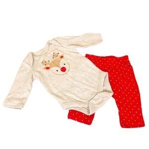 Christmas Reindeer onsie pants set for baby girl